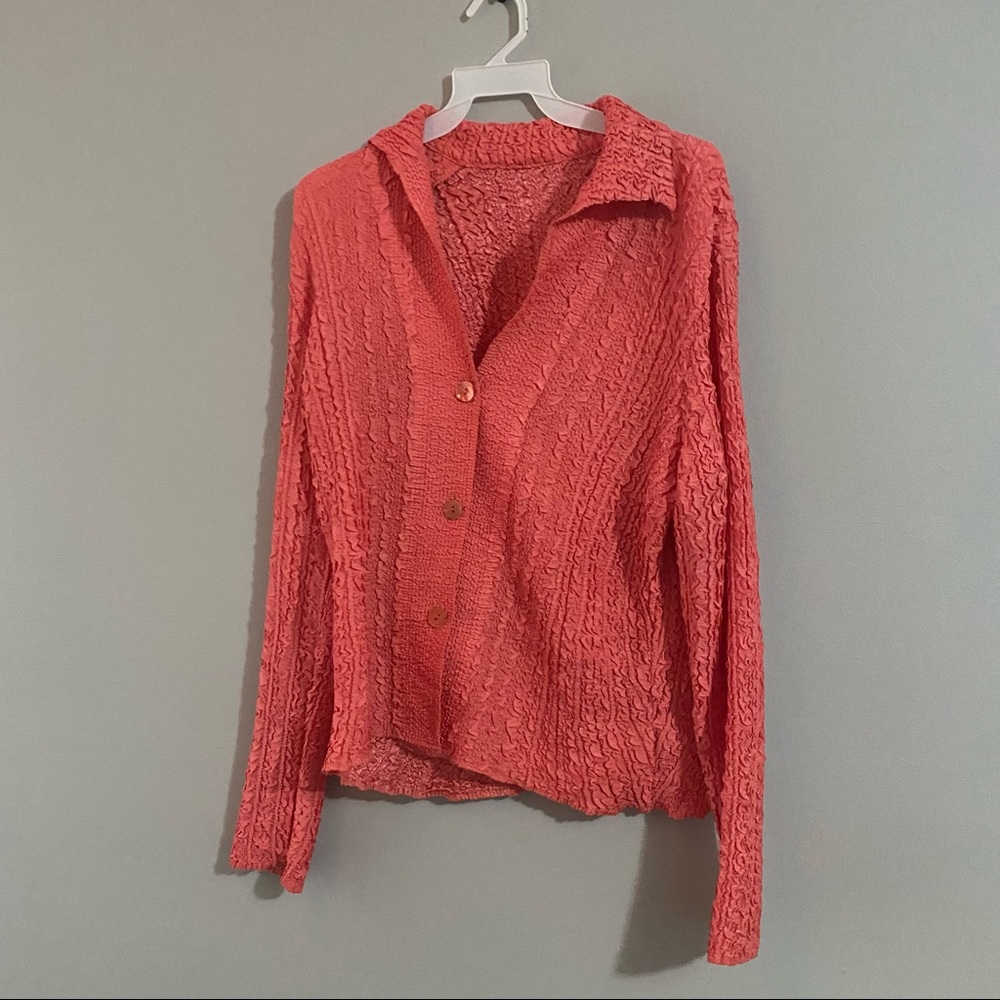 Textured Coral Button down